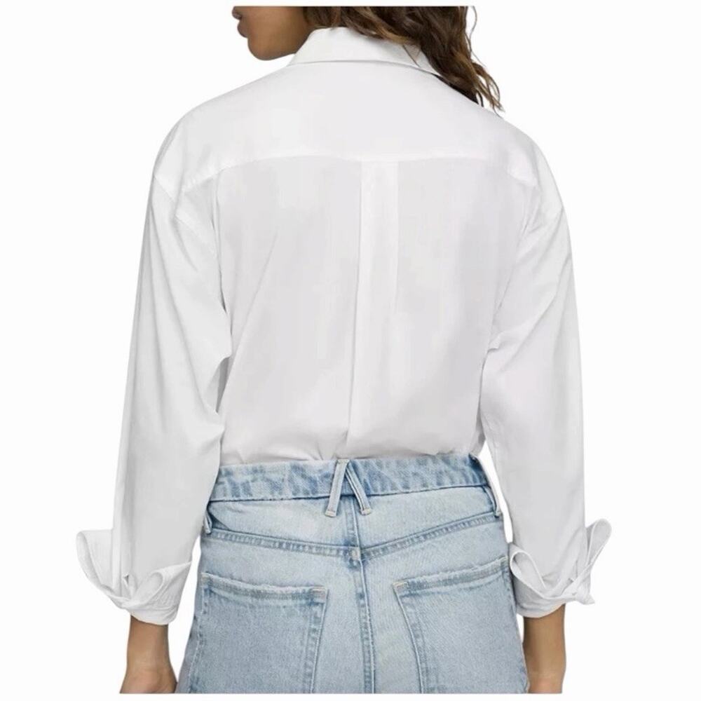 Good American The Good Shirt White Button Down Shirt Long Sleeve Collared 0 NWT - Picture 2 of 13
